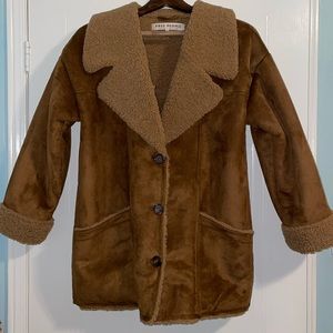 Free People, Faux Shearling Coat, Size XS in Camel Colour